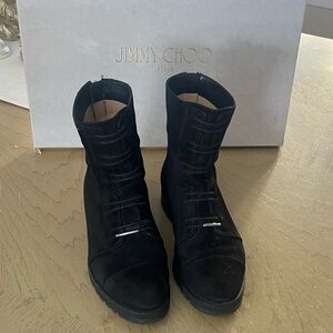 Jimmy Choo Black Lace-Up Boots